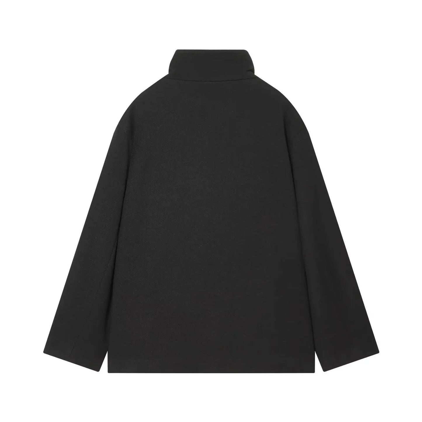 Women's Jacket Black Wool Blend High Collar BYMANYC ® New York SOHO ASYMMETRIC SHORT COAT - New Collection by BYMANYC ® New York