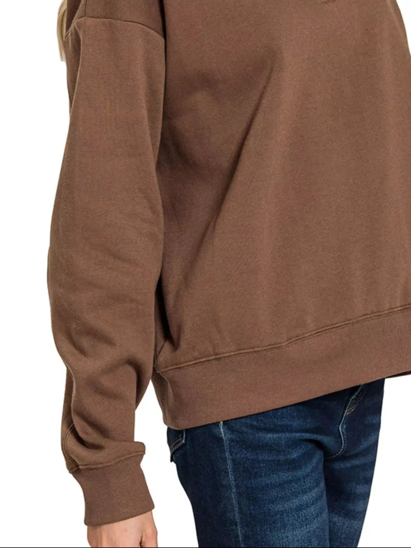 Zenana Fleece Half Zip Sweatshirt by Zenana