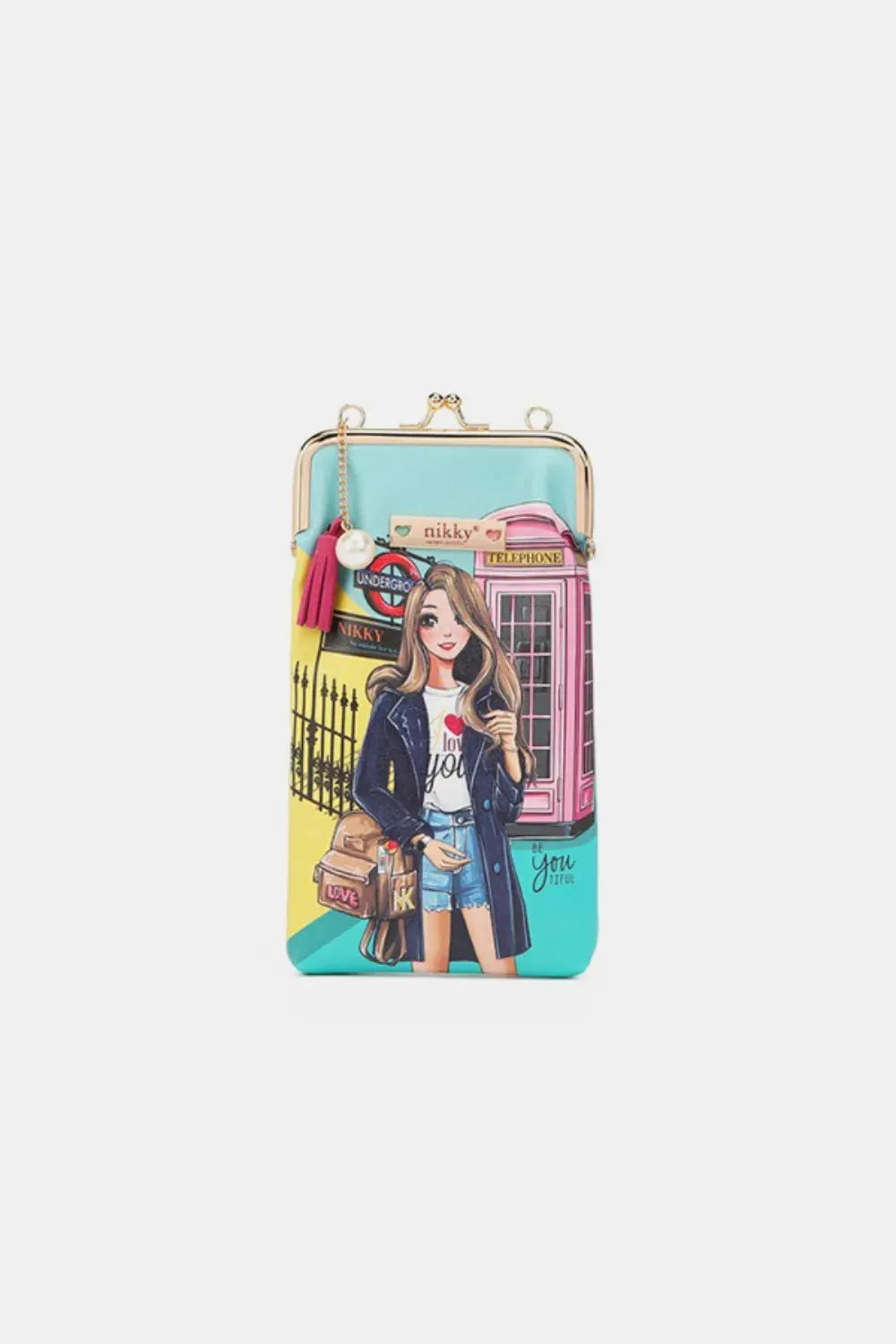 Nicole Lee USA Printed Kisslock Phone and Sunglass Purse by Nicole Lee USA