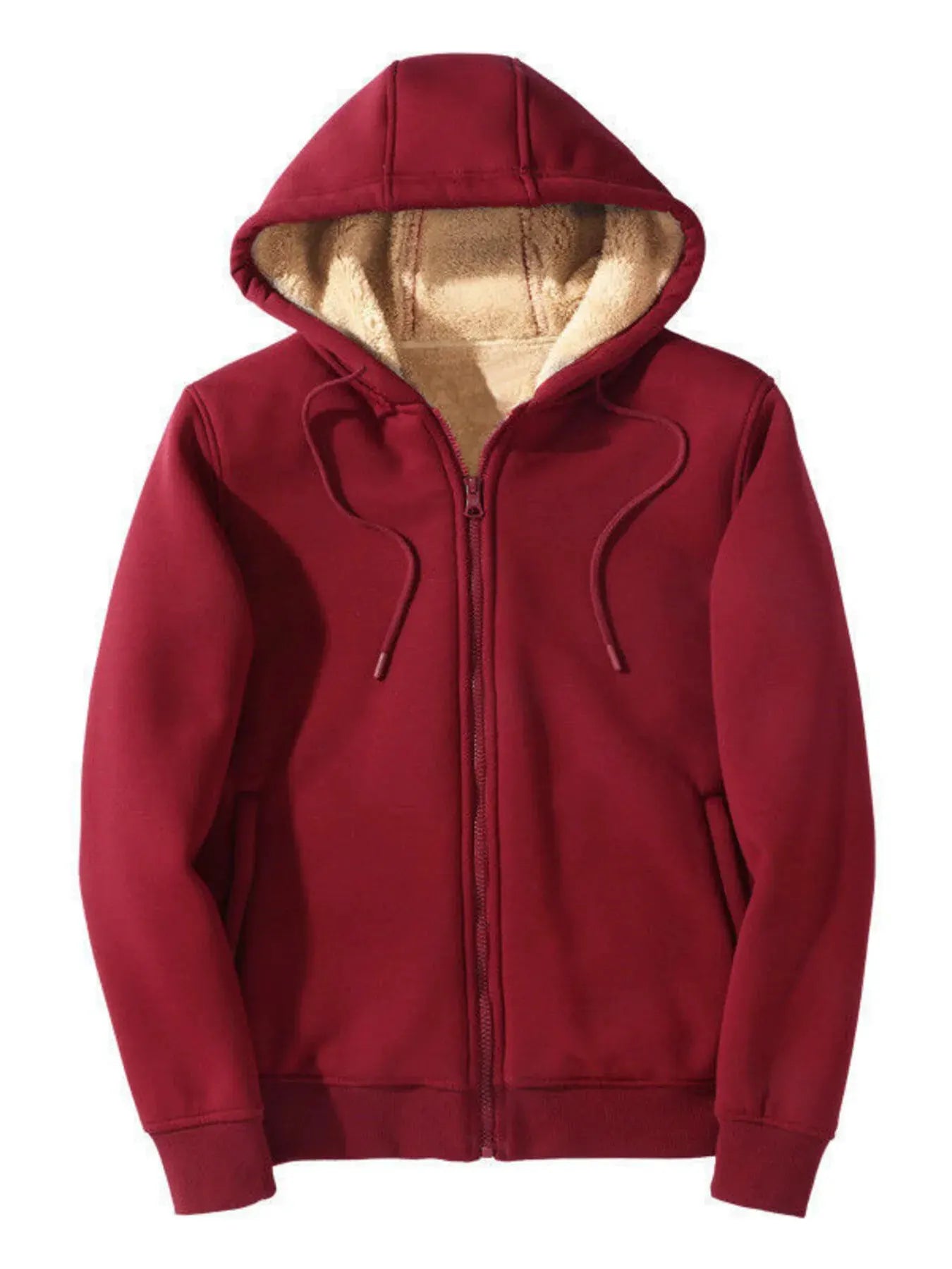 Men's Plus Size Sherpa Lined Zip Up Hoodie by Trendsi