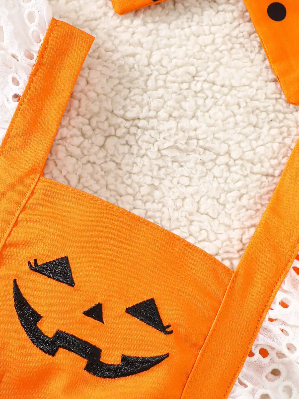 Children's Halloween Pumpkin Polka Dot Bodysuit and Headband Set by Trendsi
