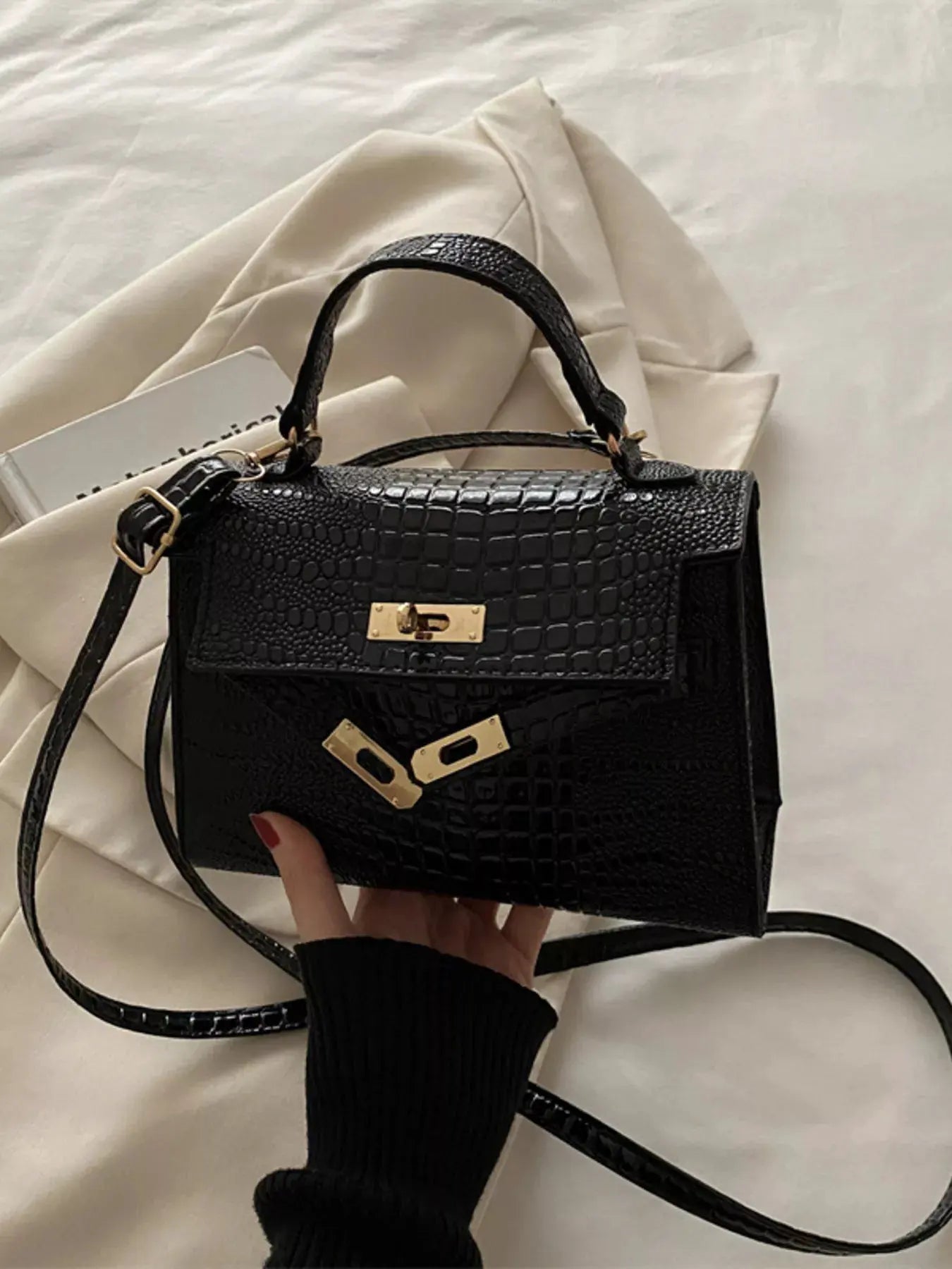 Embossed Flap Crossbody Bag by Partner Label