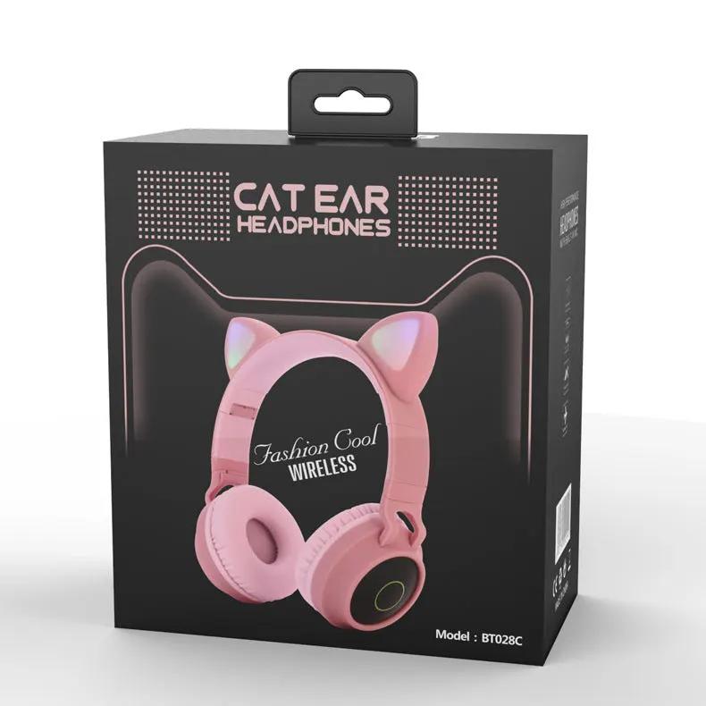 LED Light Cat Ear Headphones Wireless Bluetooth 5.0 Headset Portable Foldable Kids Headphone With Microphone Best Gift by Maiden-Art