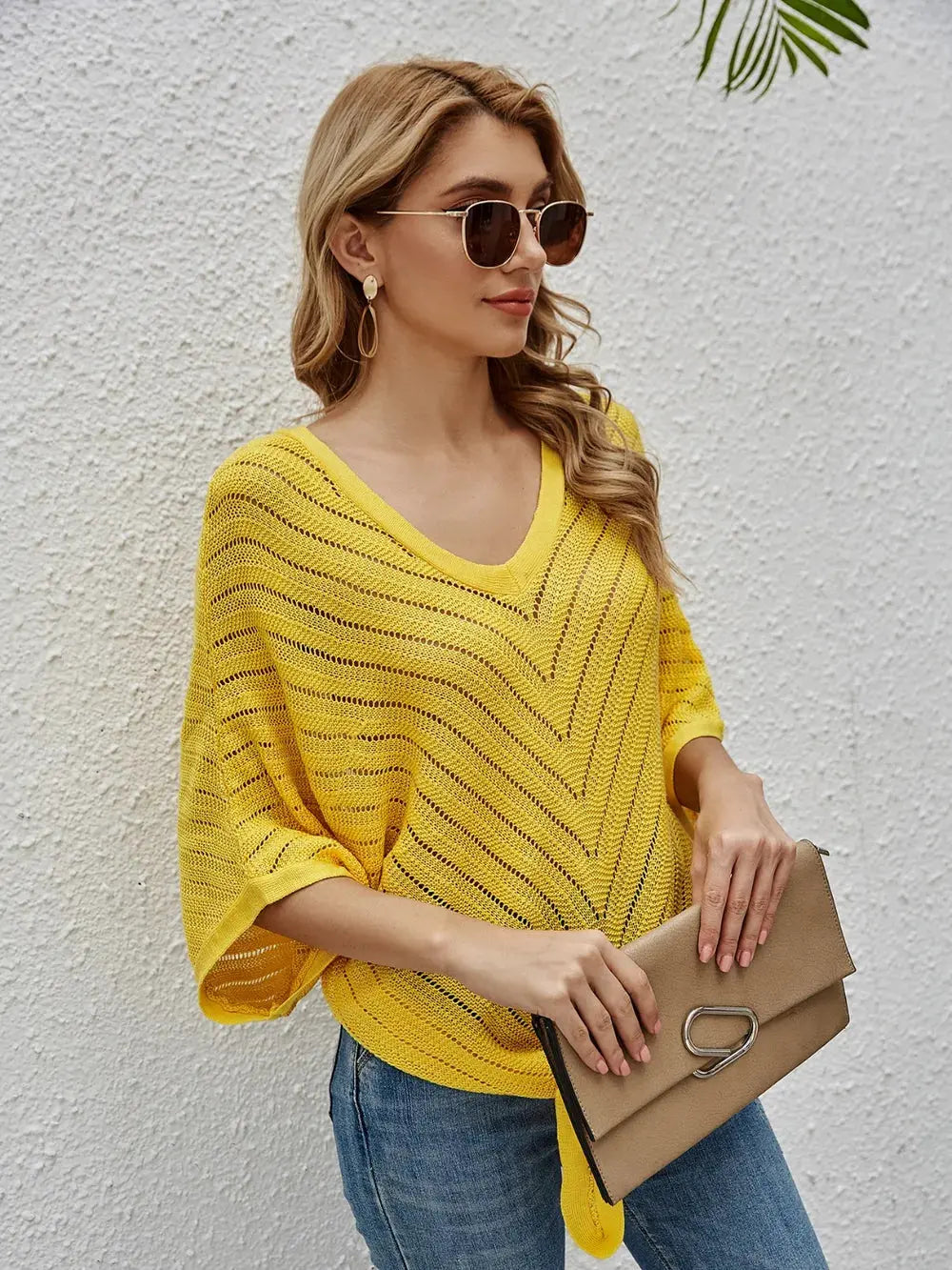 Openwork Batwing Sleeve Cover-Up by Partner Labels