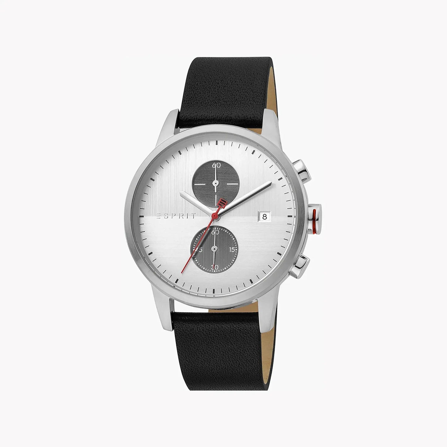 Esprit Men's Black Leather Watch, Silver Dial | Es1g034m0045 by ESPRIT