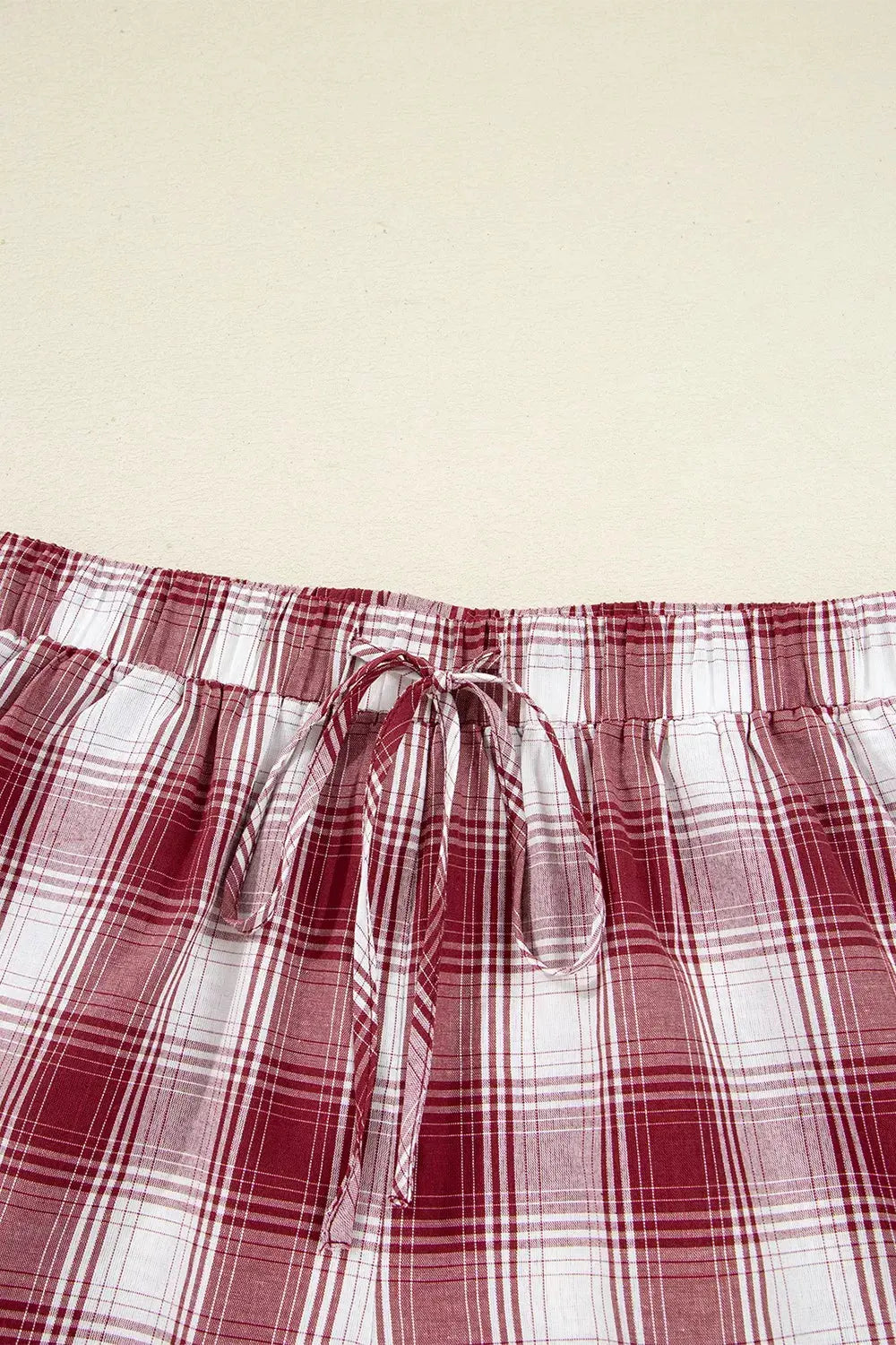 Plaid Long Sleeve Shirt and Drawstring Shorts Lounge Set by Partner Label