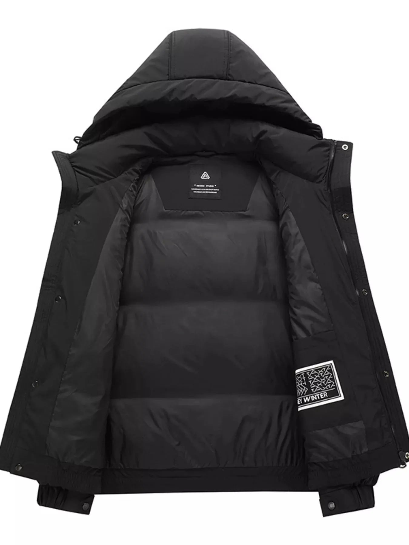 Men's Plus Size Hooded Padded Puffer Jacket by Partner Label