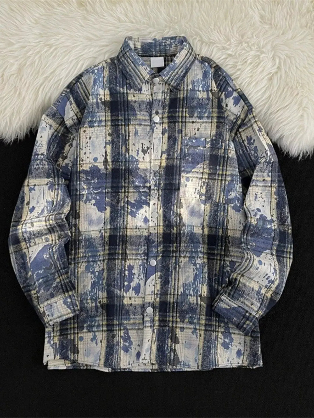 Men's Plus Size Plaid Button Up Casual Shacket by Trendsi