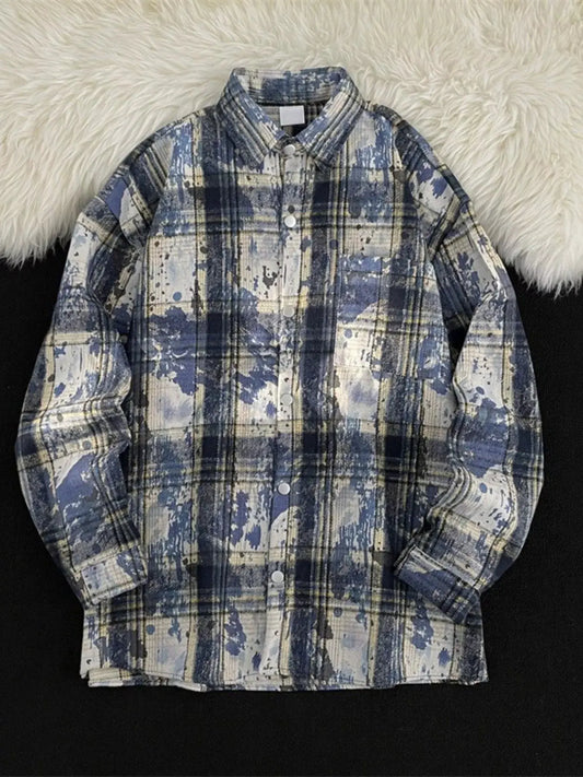 Men's Plus Size Plaid Button Up Casual Shacket by Trendsi