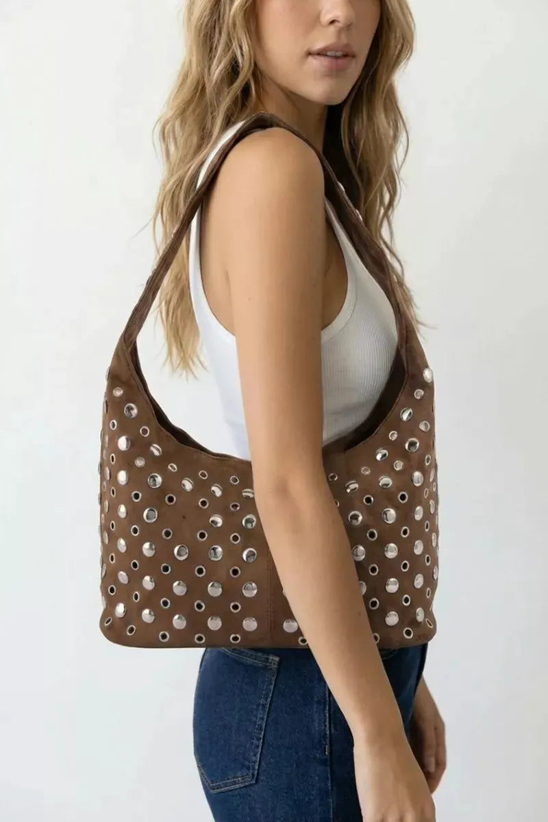 Fame Multi Rivet Studded Shoulder Bag by Partner Label