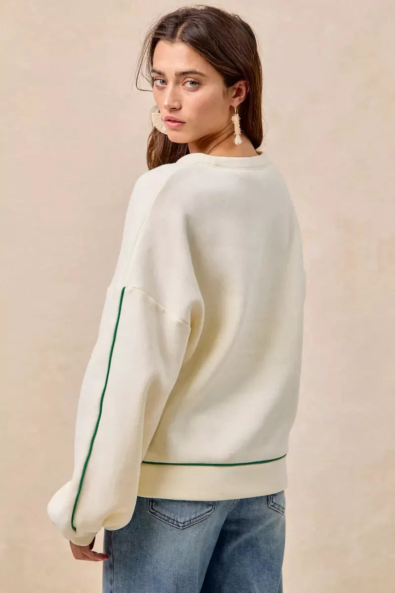 BiBi Cactus Embroidered Fleece Sweatshirt by BiBi