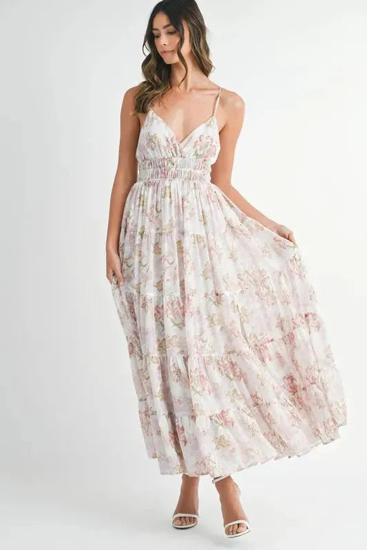 MABLE Floral Print Tiered Cami Maxi Dress by MABLE