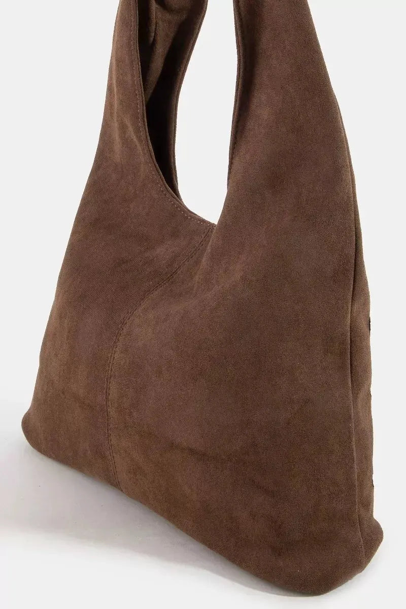 Fame Grommet Studded Suede Shoulder Bag by Partner Label