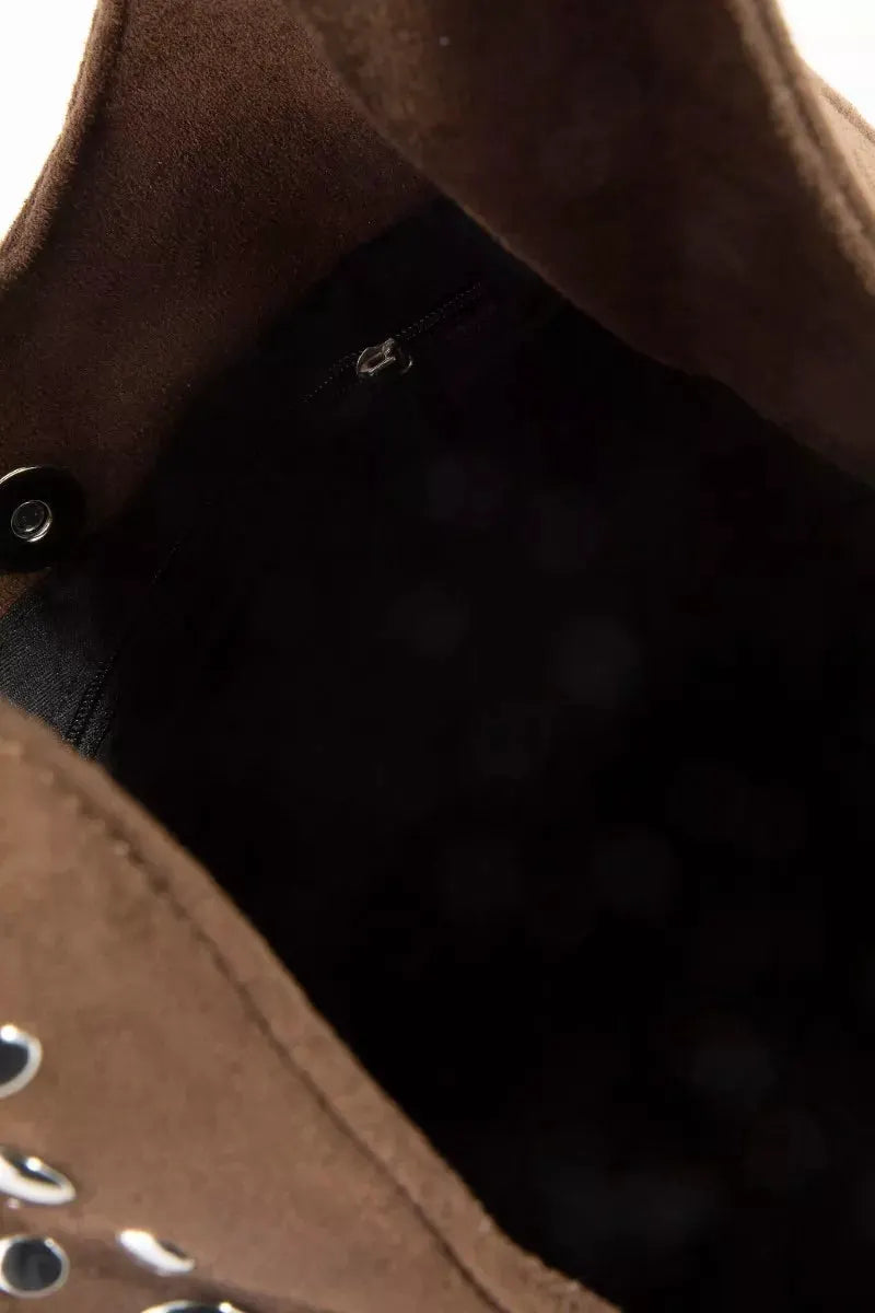 Fame Grommet Studded Suede Shoulder Bag by Partner Label