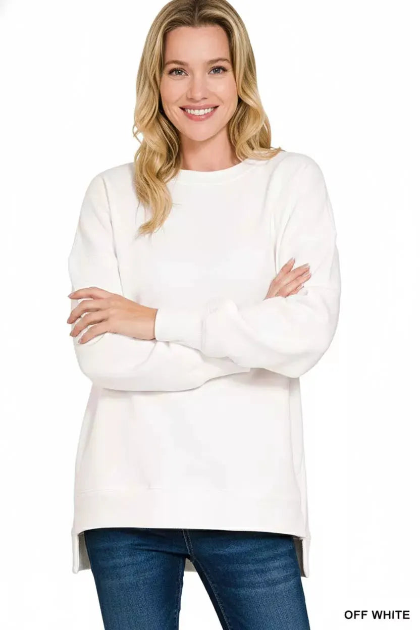 Zenana Fleece Hi-low Boyfriend Sweatshirts with Pockets by Zenana