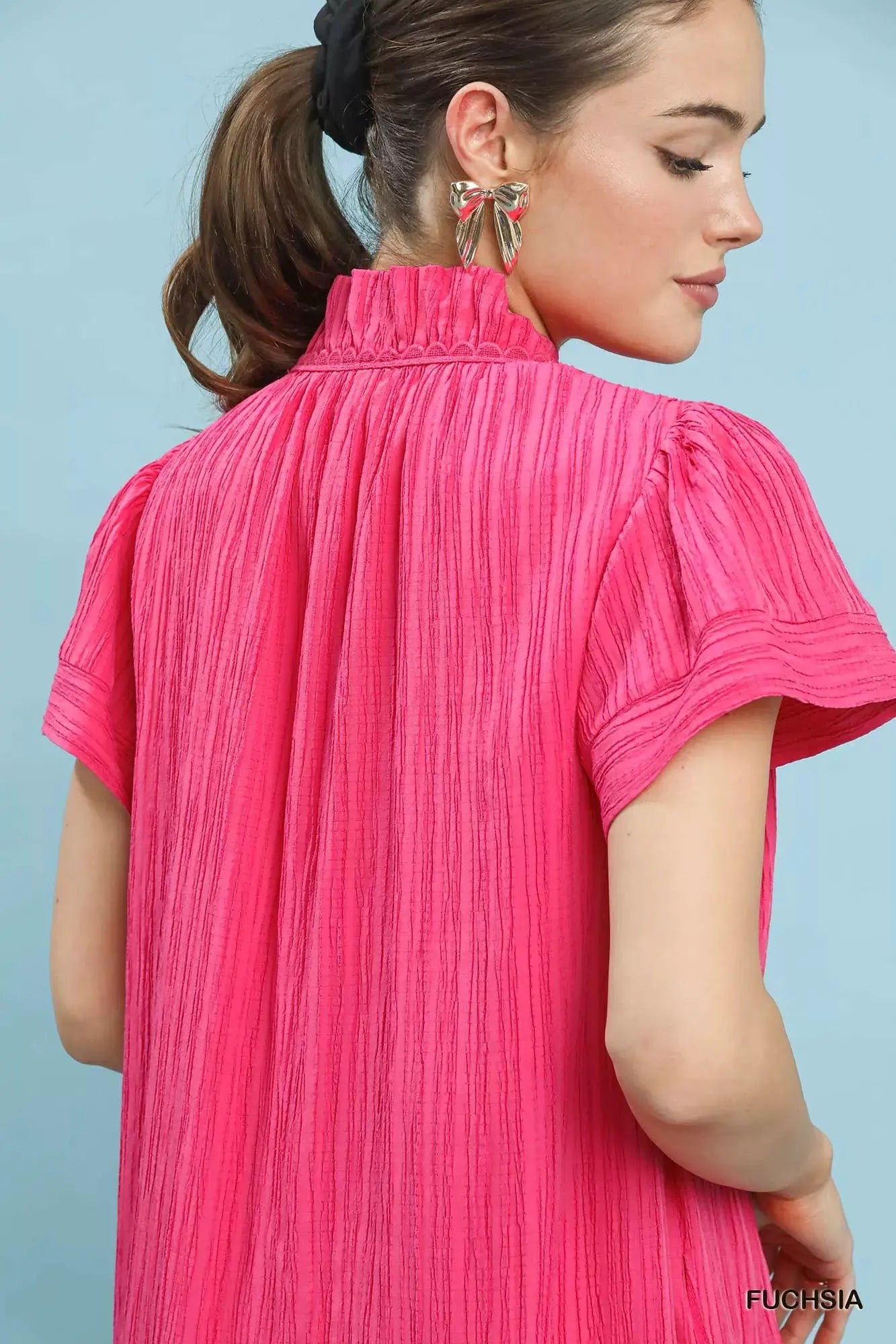 Umgee Flutter Sleeve V-Neck Shift Dress by Umgee
