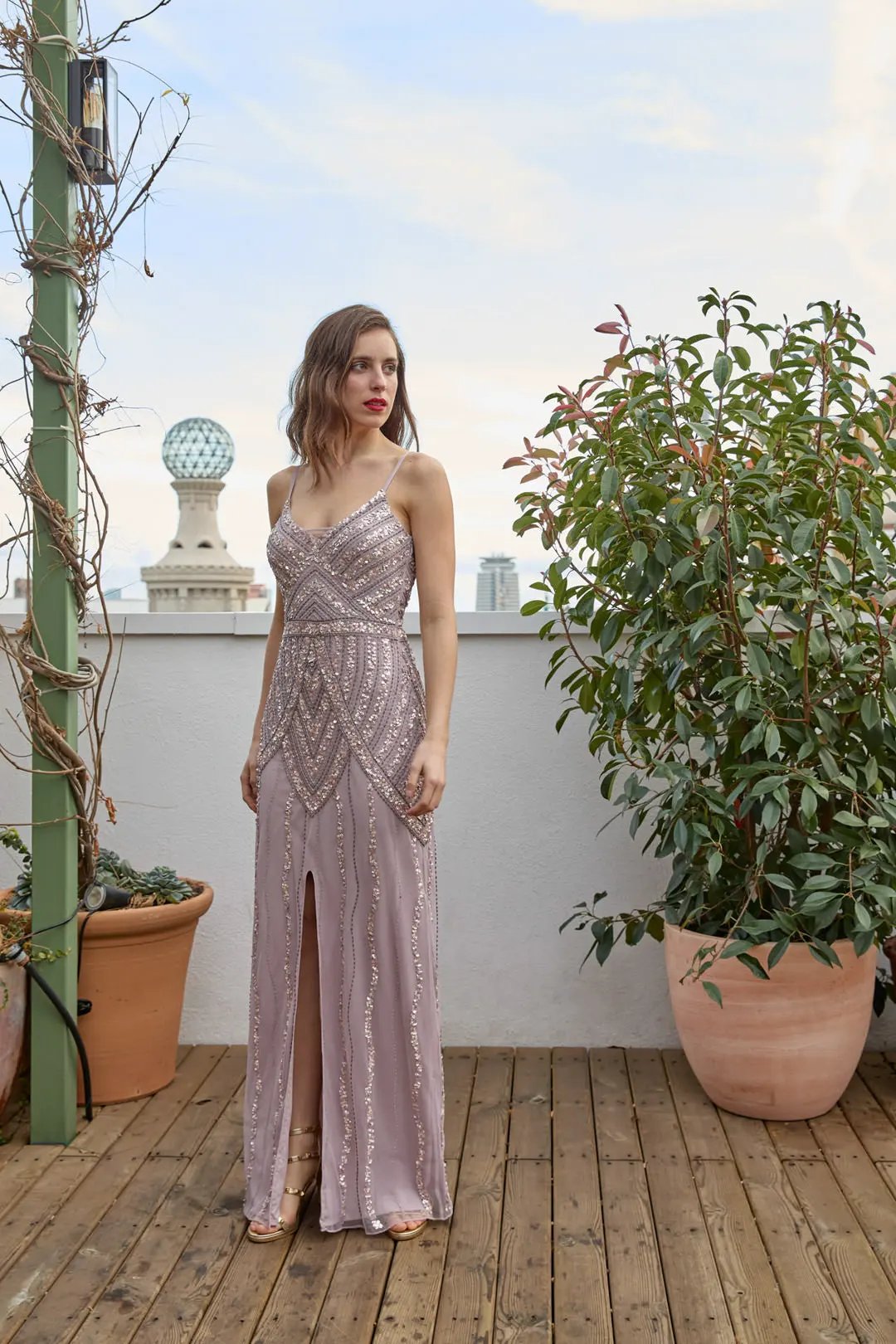 The Brama Dress with Hand Embroidered Rhinestones by Ceylan Bcn