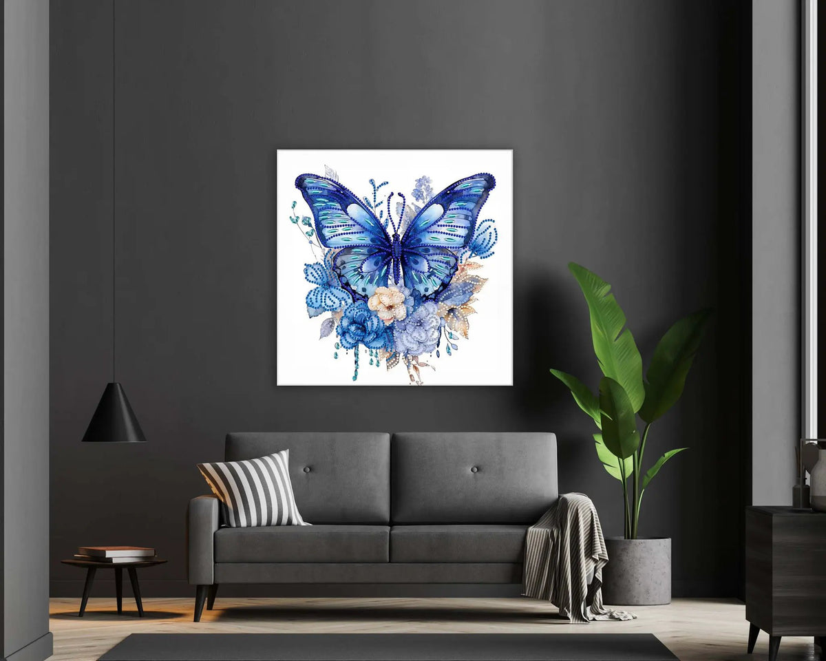 Wall Art - Blue butterfly big-Canvas Print by Gtaart.ca
