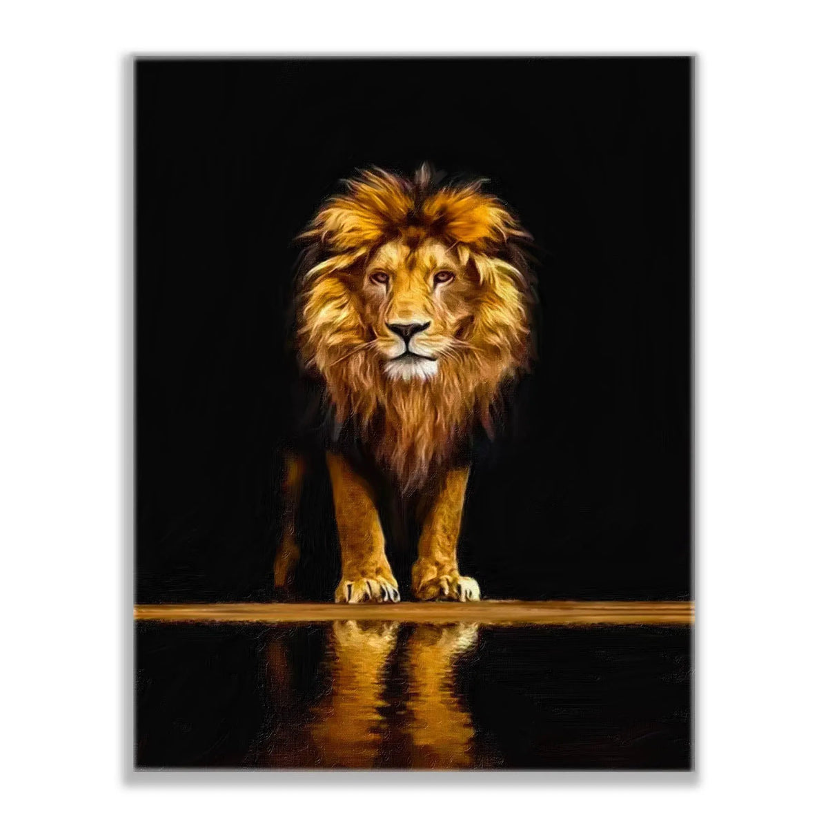 " Leo" - Wildlife Canvas Art - Gold Varnished-Wall Decor by Gtaart.ca