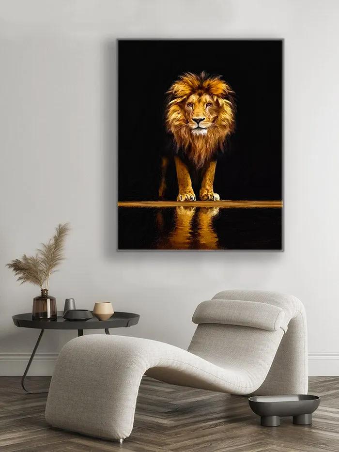 " Leo" - Wildlife Canvas Art - Gold Varnished-Wall Decor by Gtaart.ca