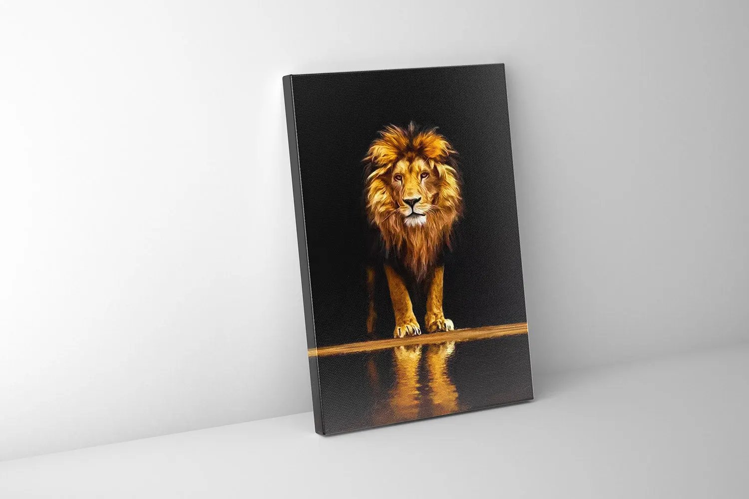 " Leo" - Wildlife Canvas Art - Gold Varnished-Wall Decor by Gtaart.ca