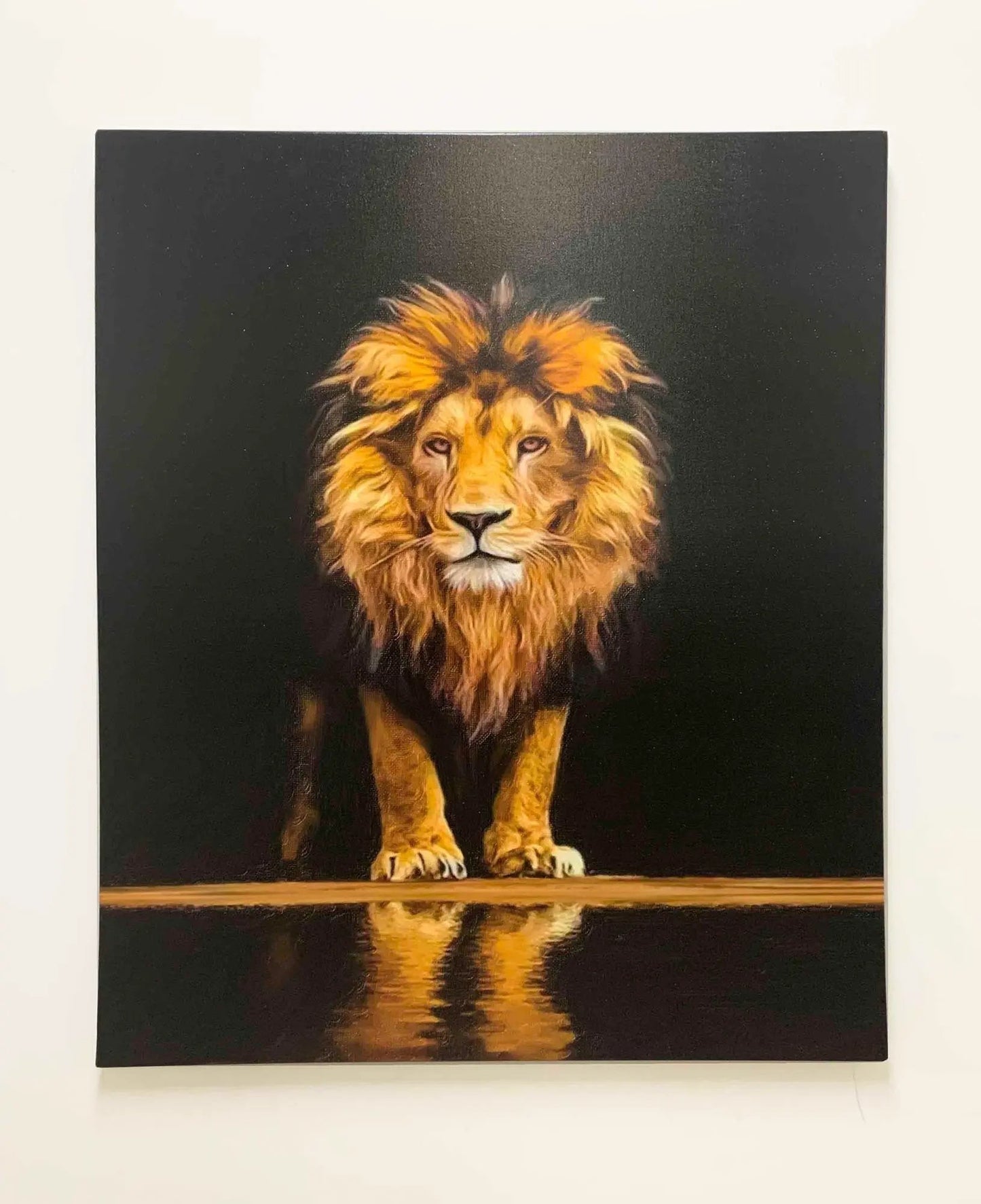 " Leo" - Wildlife Canvas Art - Gold Varnished-Wall Decor by Gtaart.ca