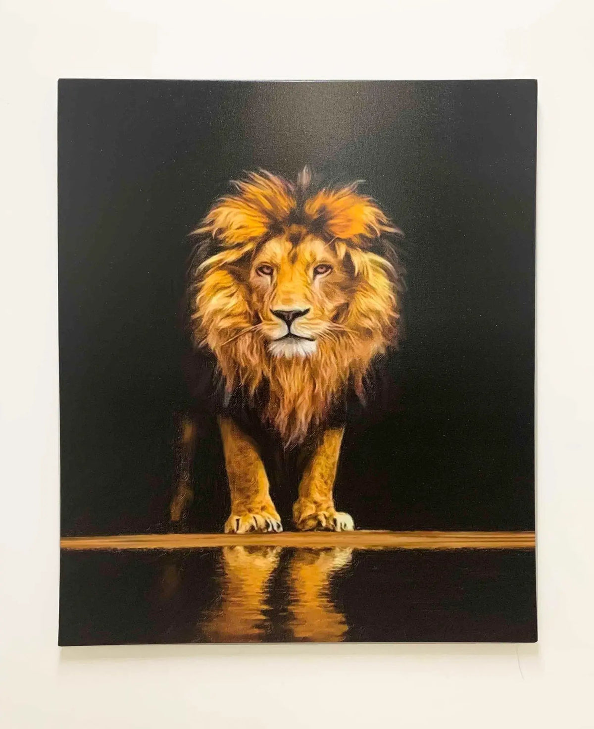 " Leo" - Wildlife Canvas Art - Gold Varnished-Wall Decor by Gtaart.ca
