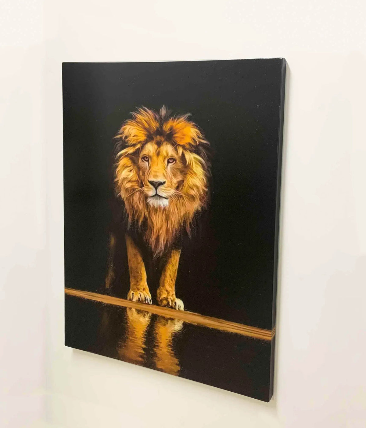 " Leo" - Wildlife Canvas Art - Gold Varnished-Wall Decor by Gtaart.ca