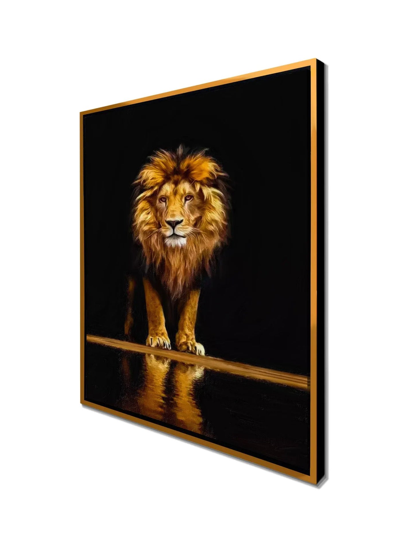 " Leo" - Wildlife Canvas Art - Gold Varnished-Wall Decor by Gtaart.ca