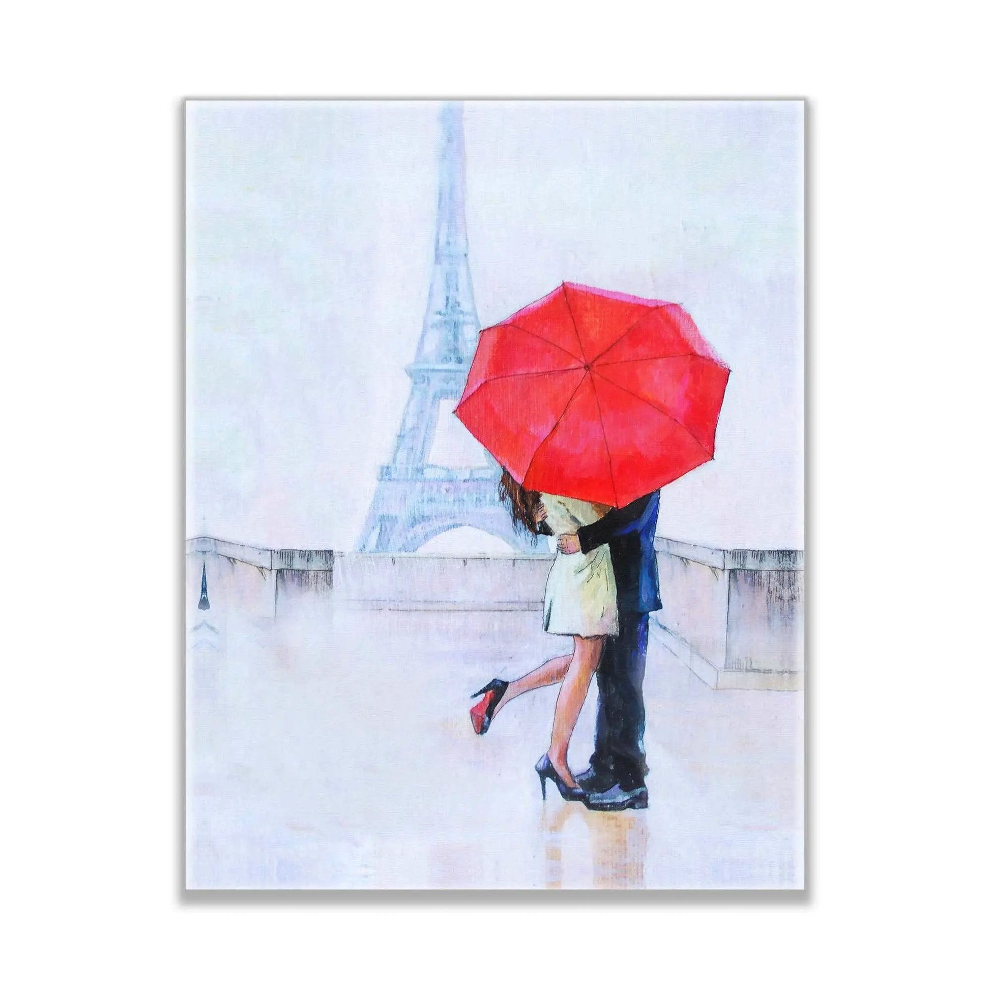The couple and red ambarella-Wall Art-Canvas Print- by Gtaart.ca