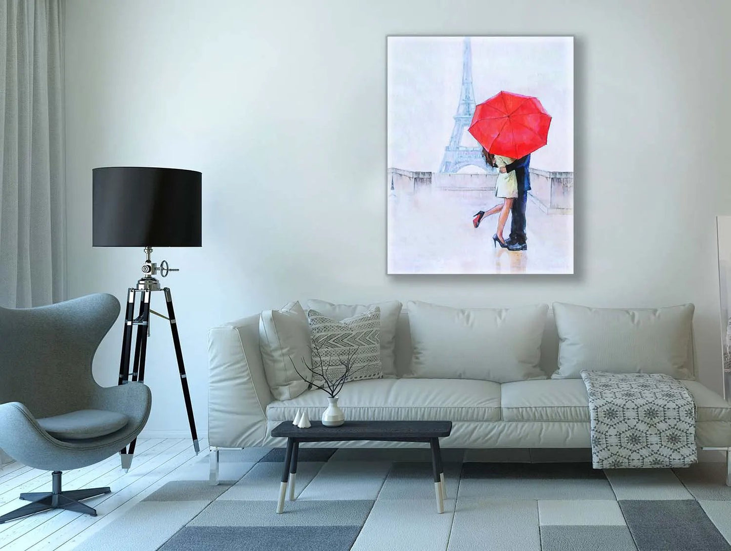 The couple and red ambarella-Wall Art-Canvas Print- by Gtaart.ca