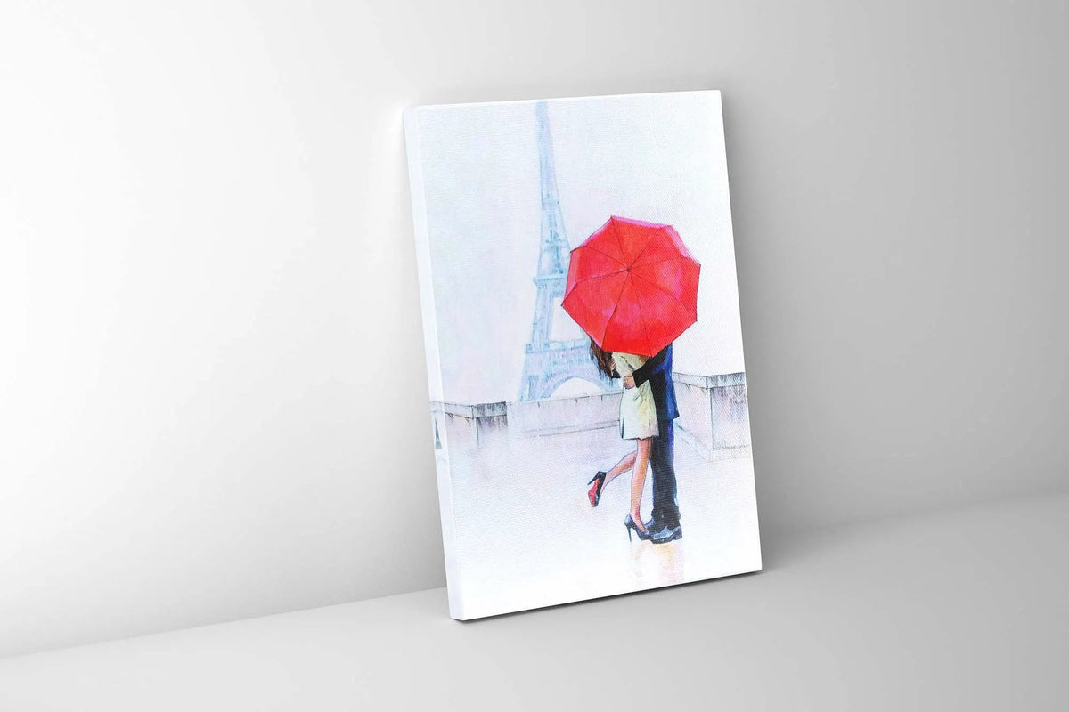 The couple and red ambarella-Wall Art-Canvas Print- by Gtaart.ca