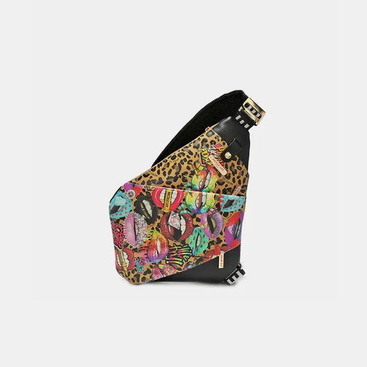 Nicole Lee USA Vegan Leather Leopard & Lip Pattern Crossbody Bag by Nicole Lee USA