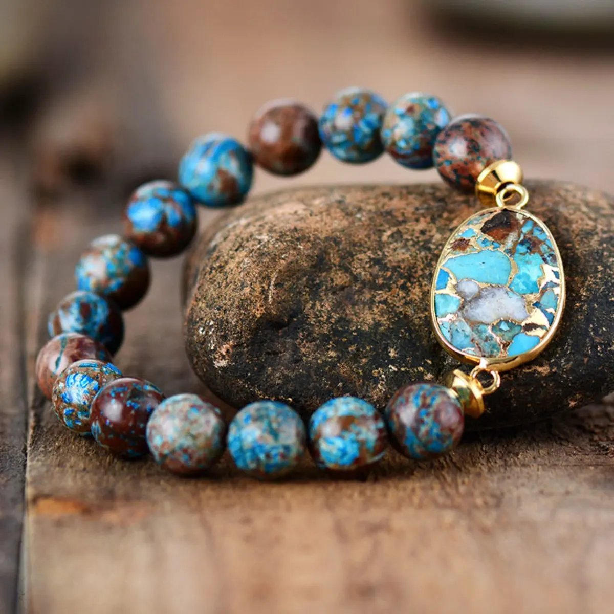 Natural Stone Beaded Bracelet by Partner Label