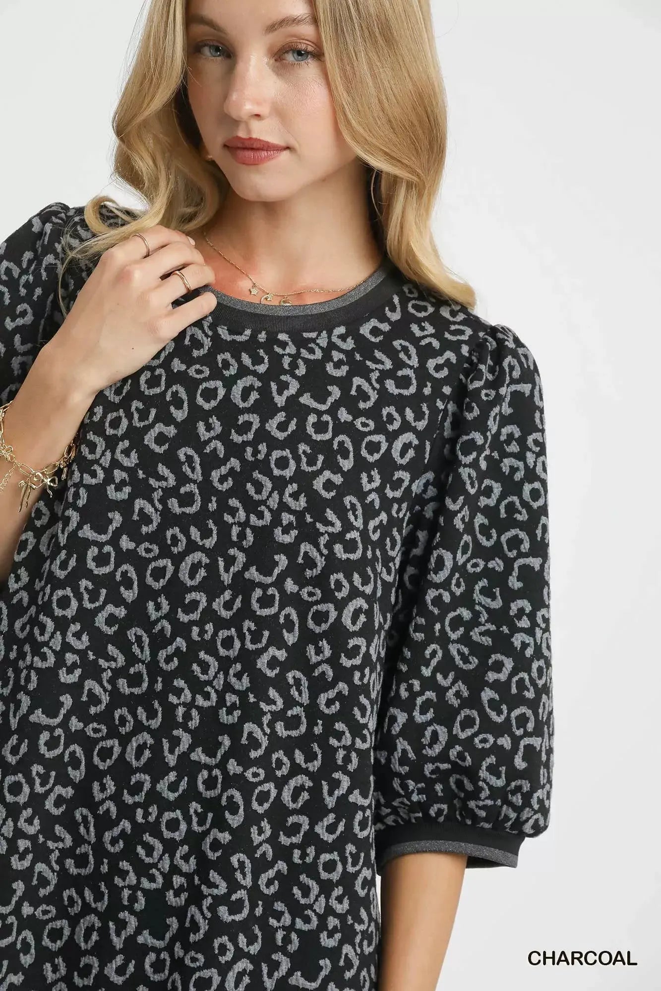 Umgee Leopard Print Jacquard Mini Dress by Umgee