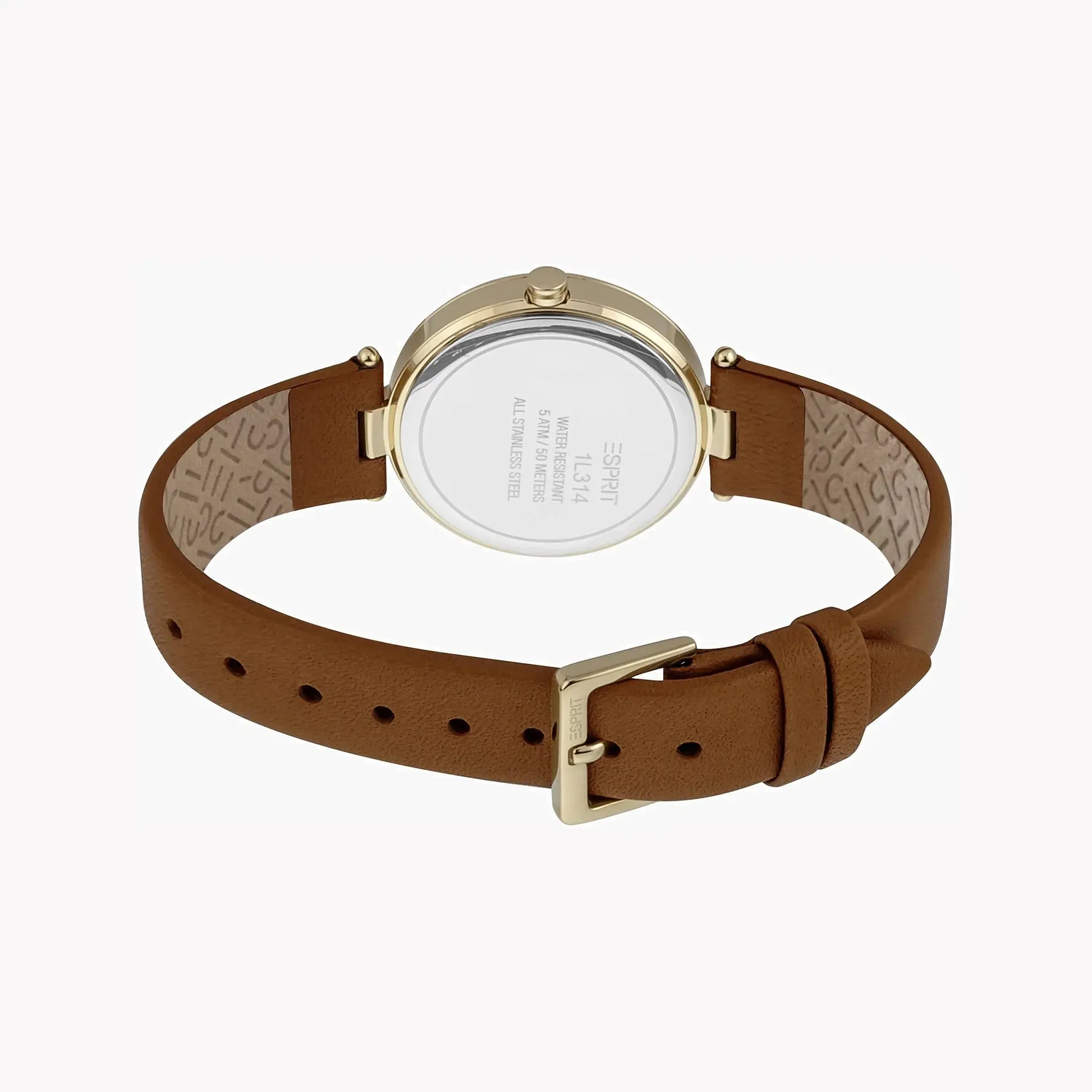 Esprit Women's Brown Leather Watch, Champagne Dial | ES1L314L0025 by ESPRIT