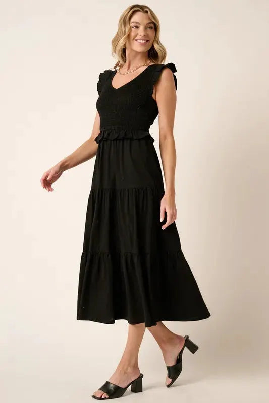 Mittoshop Smocked Ruffled Tiered Midi Dress by Mittoshop