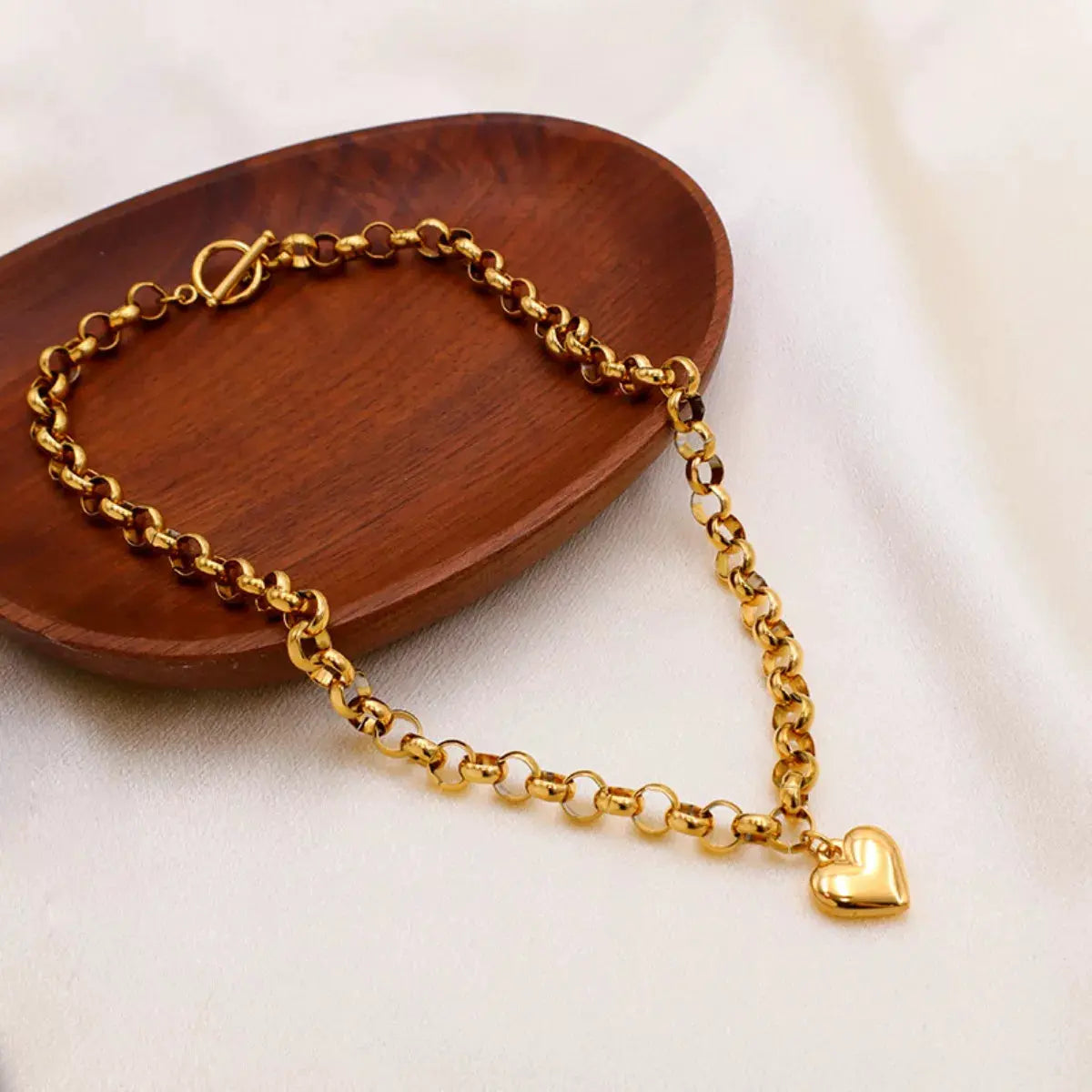 Heart Pendant Toggle Clasp Chain Necklace by Partner Labels