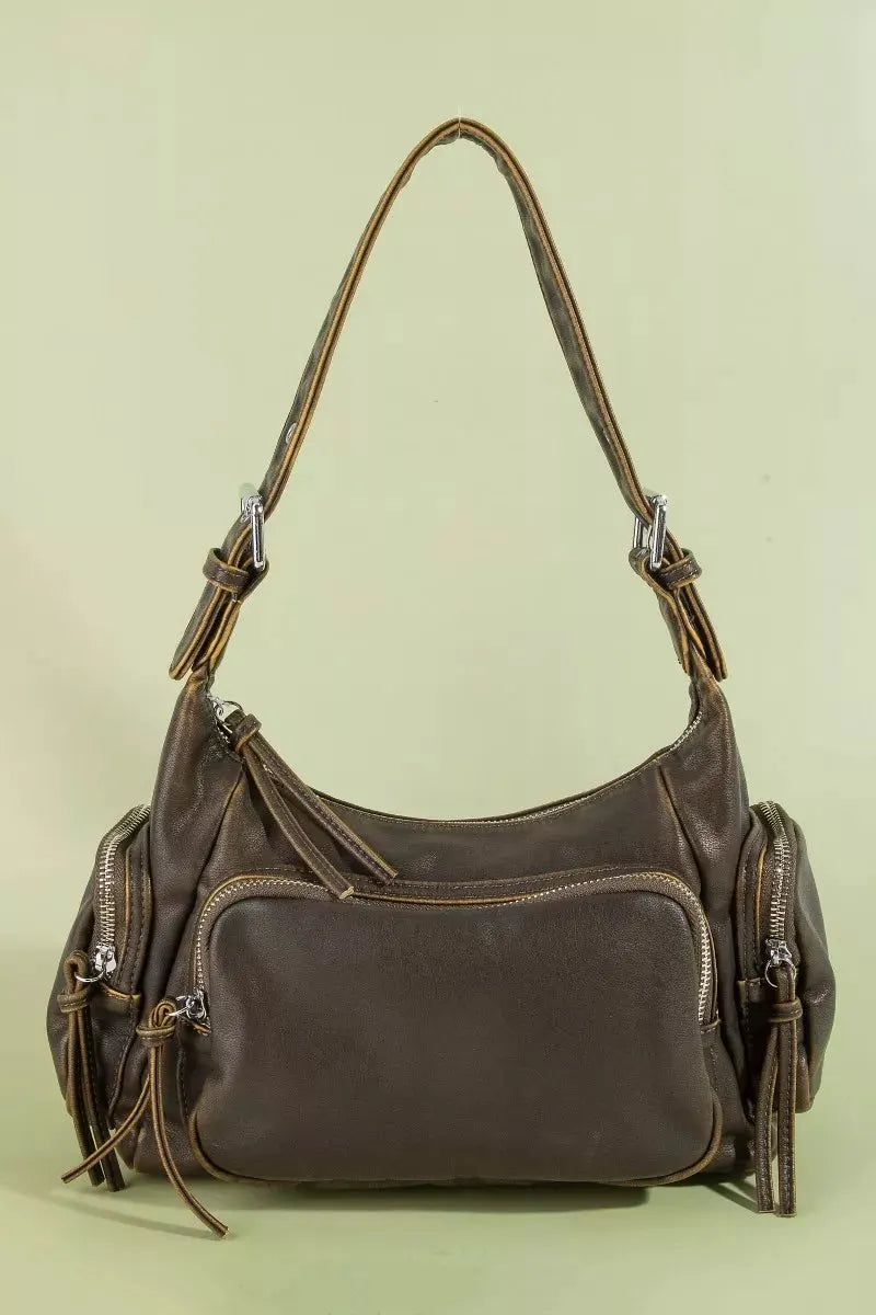 Fame Multi Pocket Leather Shoulder Bag by Partner Label