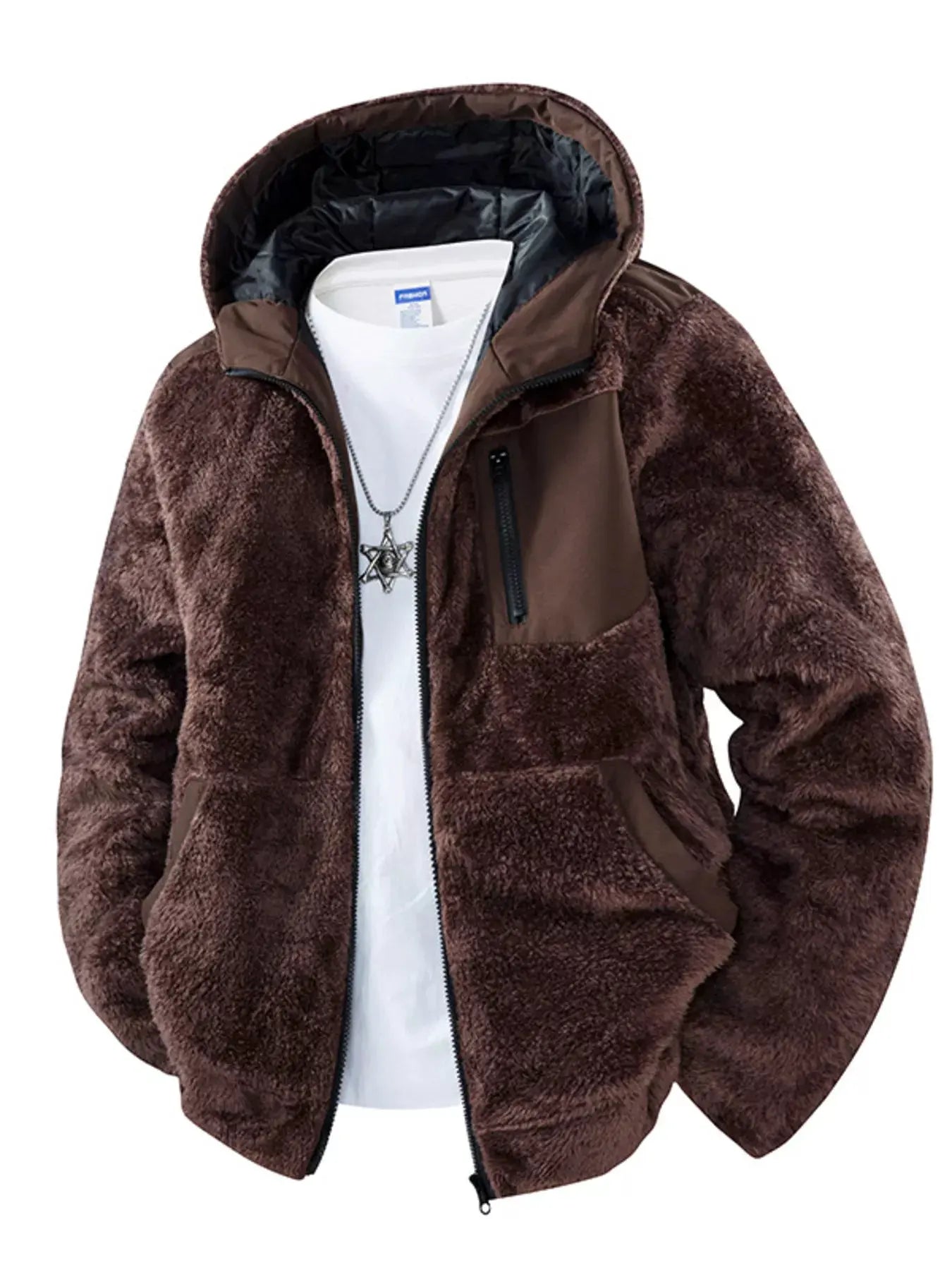 Men's Zip Up Fleece Hooded Jacket by Partner Label