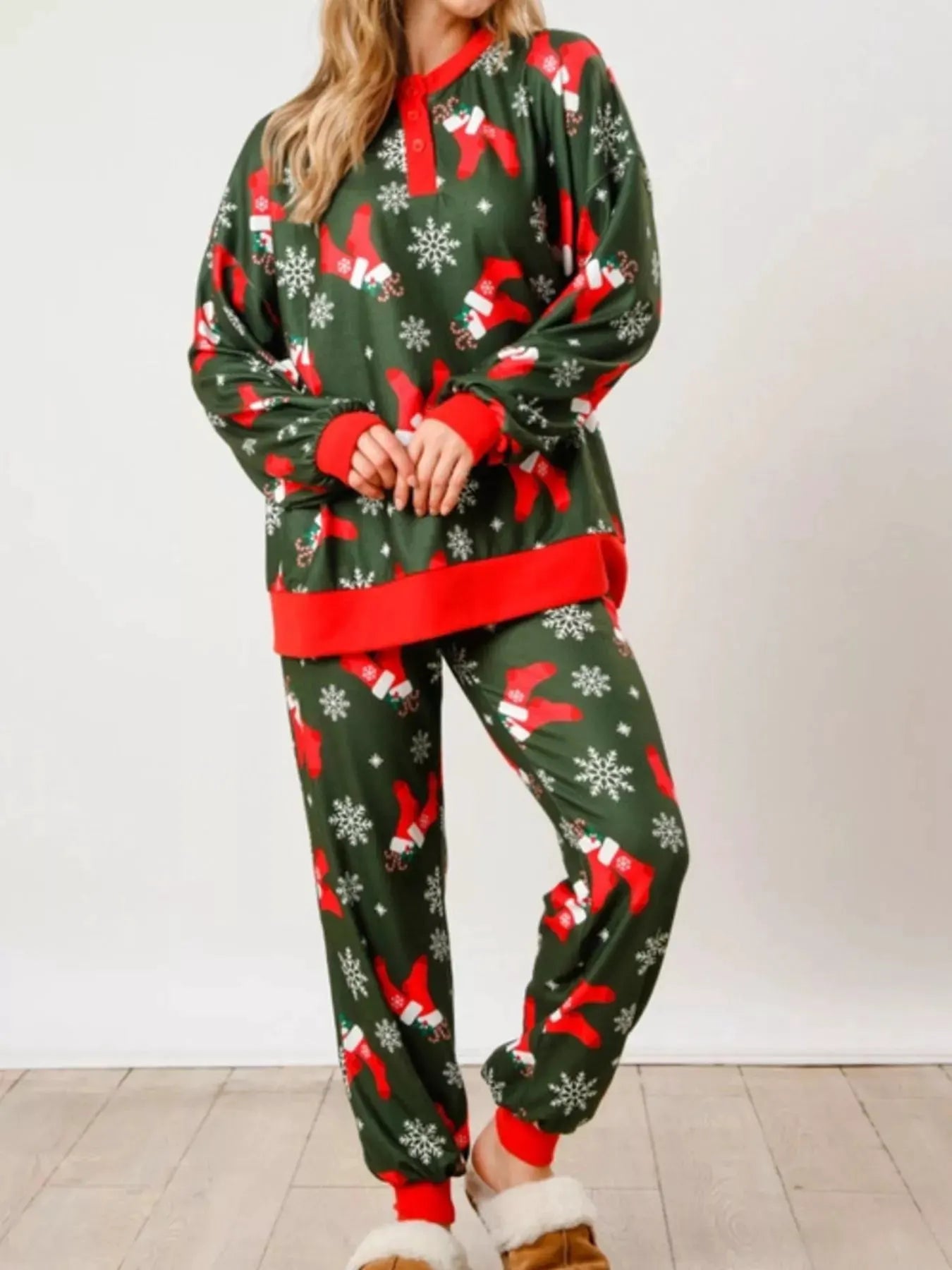 Christmas Long Sleeve Top and Pants Lounge Set by Partner Label