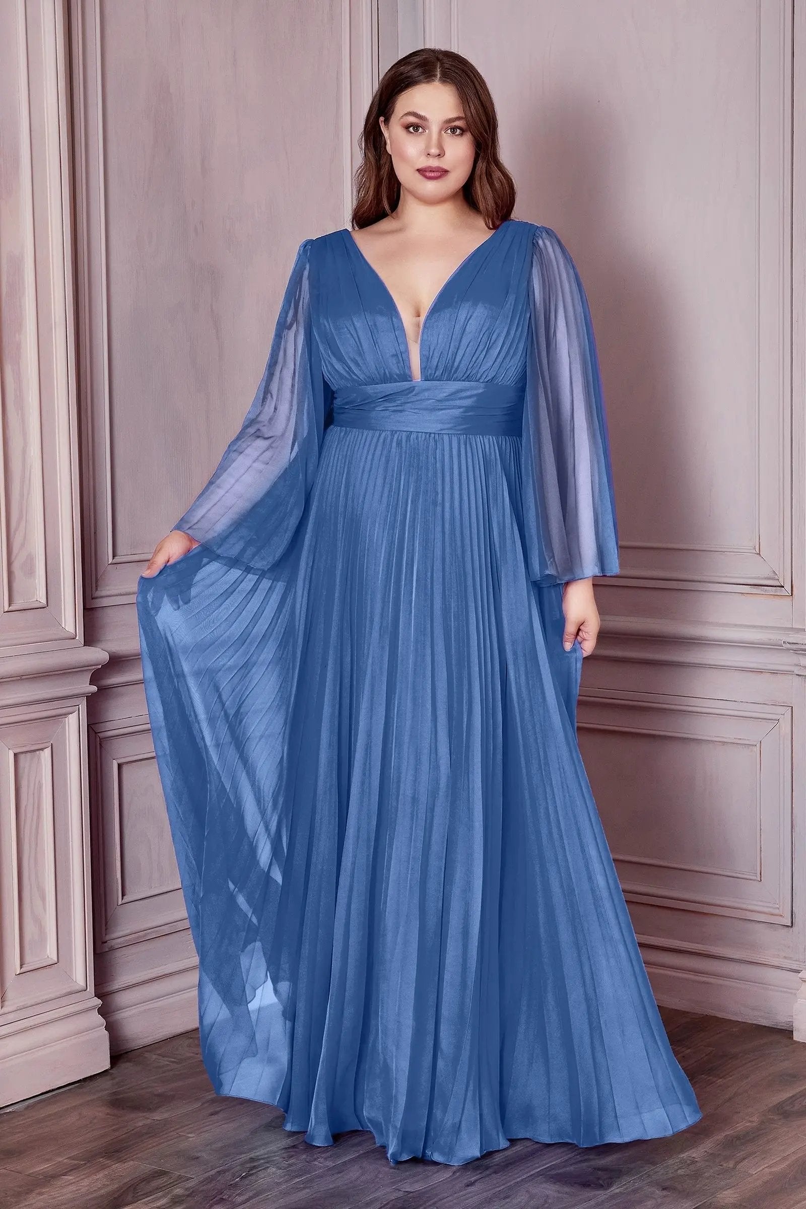 Long Sleeve Chiffon Gown by Tux-USA