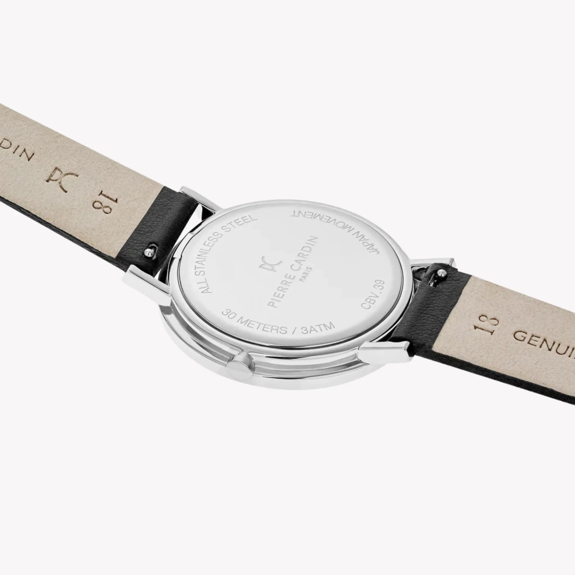 Pierre Cardin Women's Black Leather Watch, Silver Case | Cbv.1002 by PIERRE CARDIN