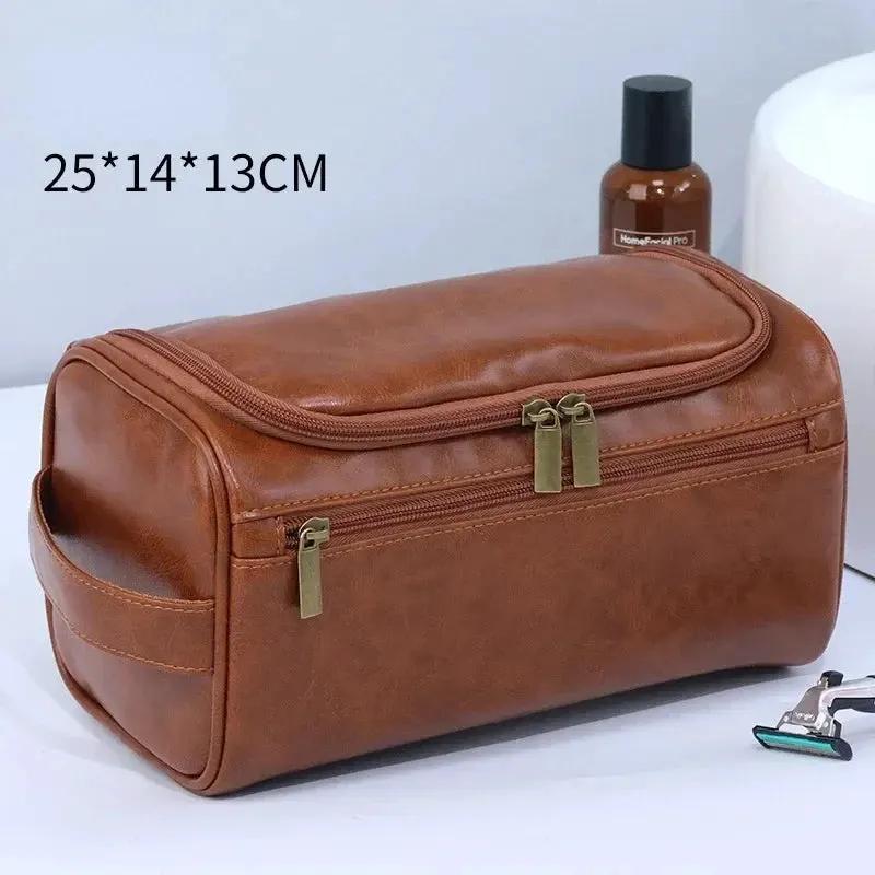 PU Leather Toiletry Bag for Men & Women – Hanging Travel Dopp Kit Organizer by Inland Leather Co