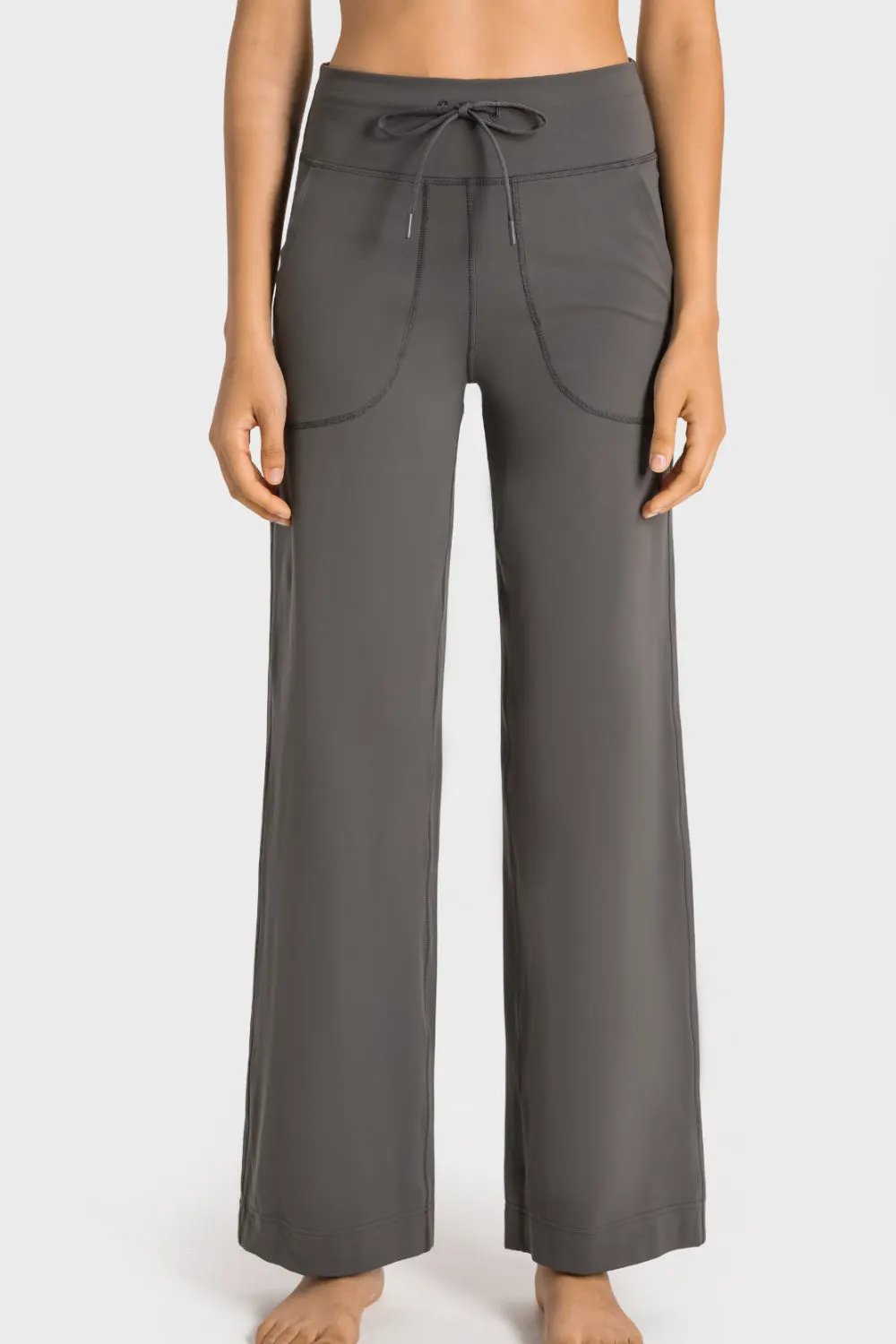 Millennia Drawstring Waist Wide Leg Sports Pants with Pockets by Millennia