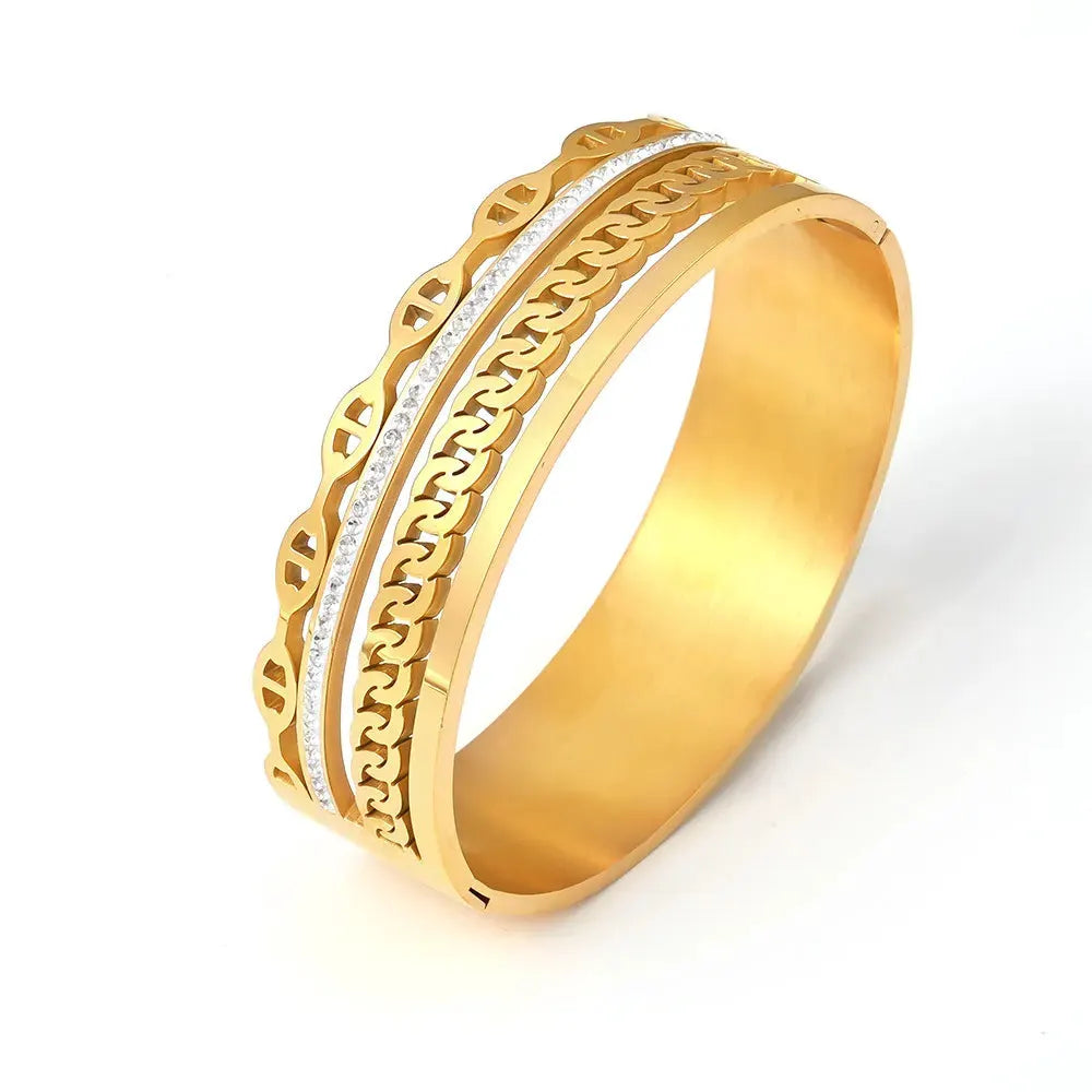 18K Gold-Plated Czech Diamond Bracelet by Partner Label