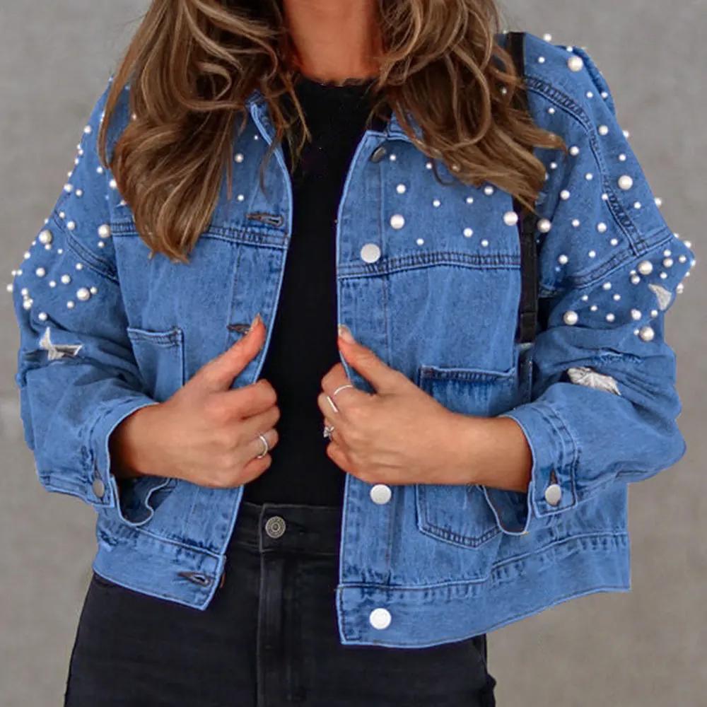 Bead Detail Denim Jacket by Partner Label