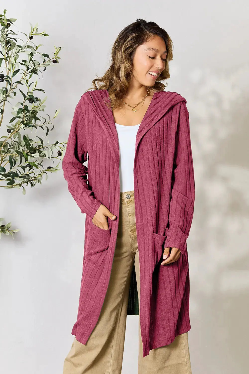 Basic Bae Full Size Hooded Sweater Cardigan by Basic Bae