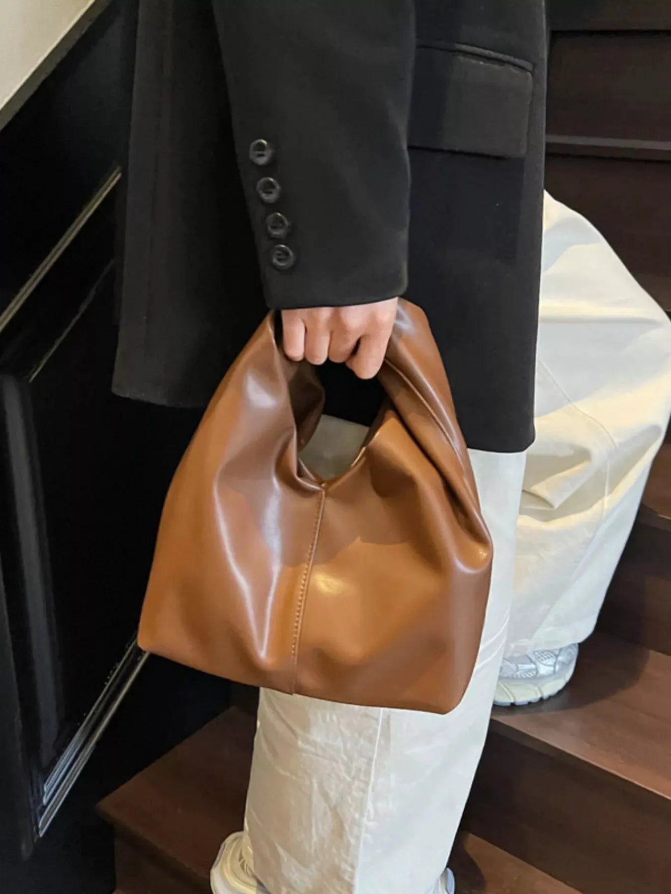 Knot Handle Leather Handbag by Partner Label