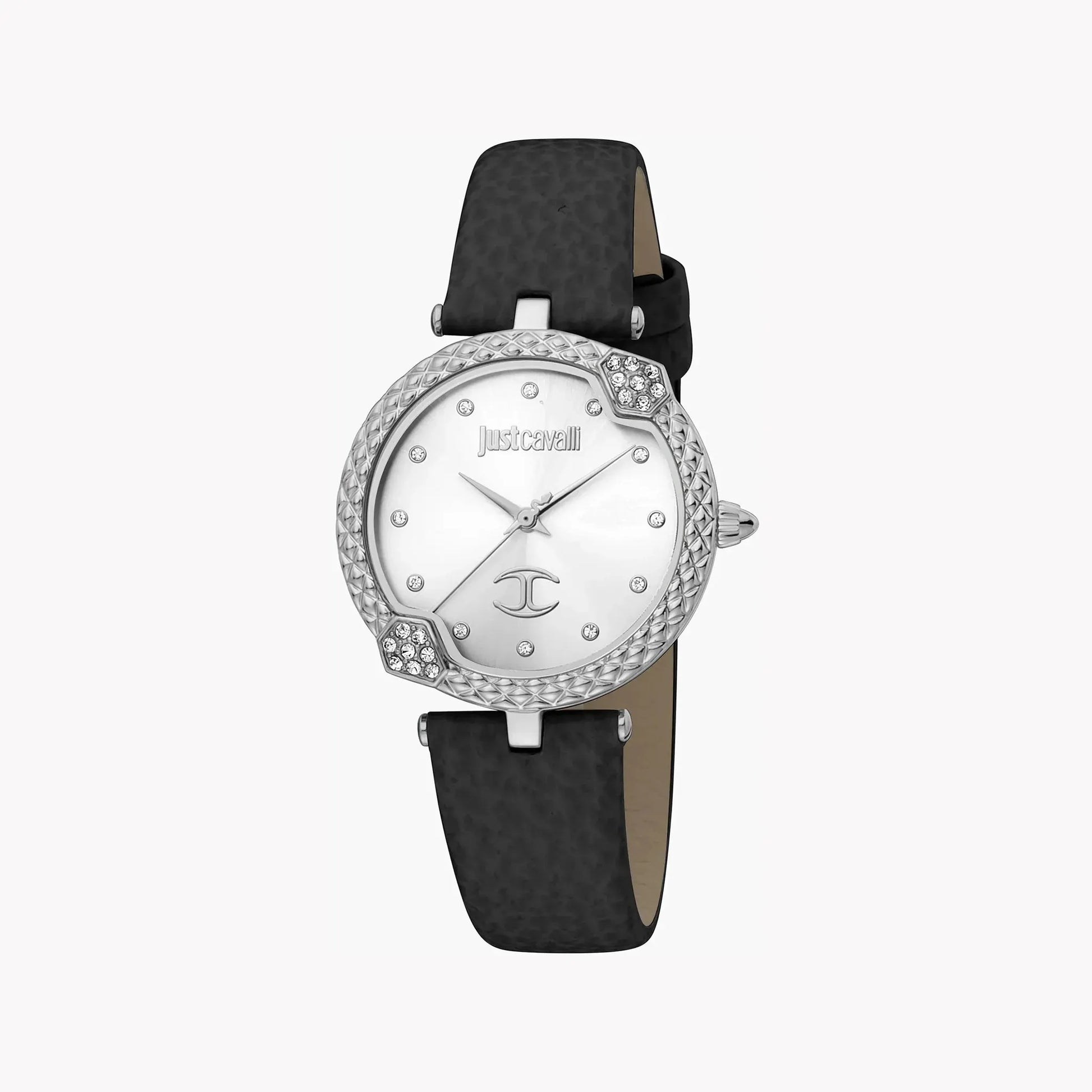 Just Cavalli Women's Silver Watch, Black Leather Band | Jc1l197l0015 by JUST CAVALLI